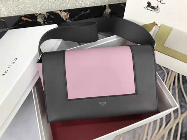 Fake Celine Frame Color Matching Gray & Pink Shoulder Bag Messenger Bag 180263